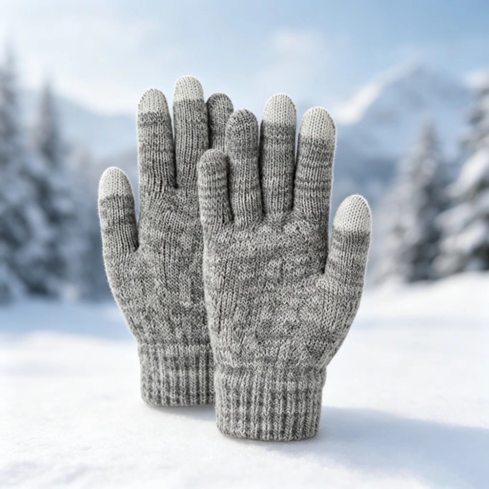 Knit Glove Touch Screen - 2 adet/takım moda kış çocuk şapka