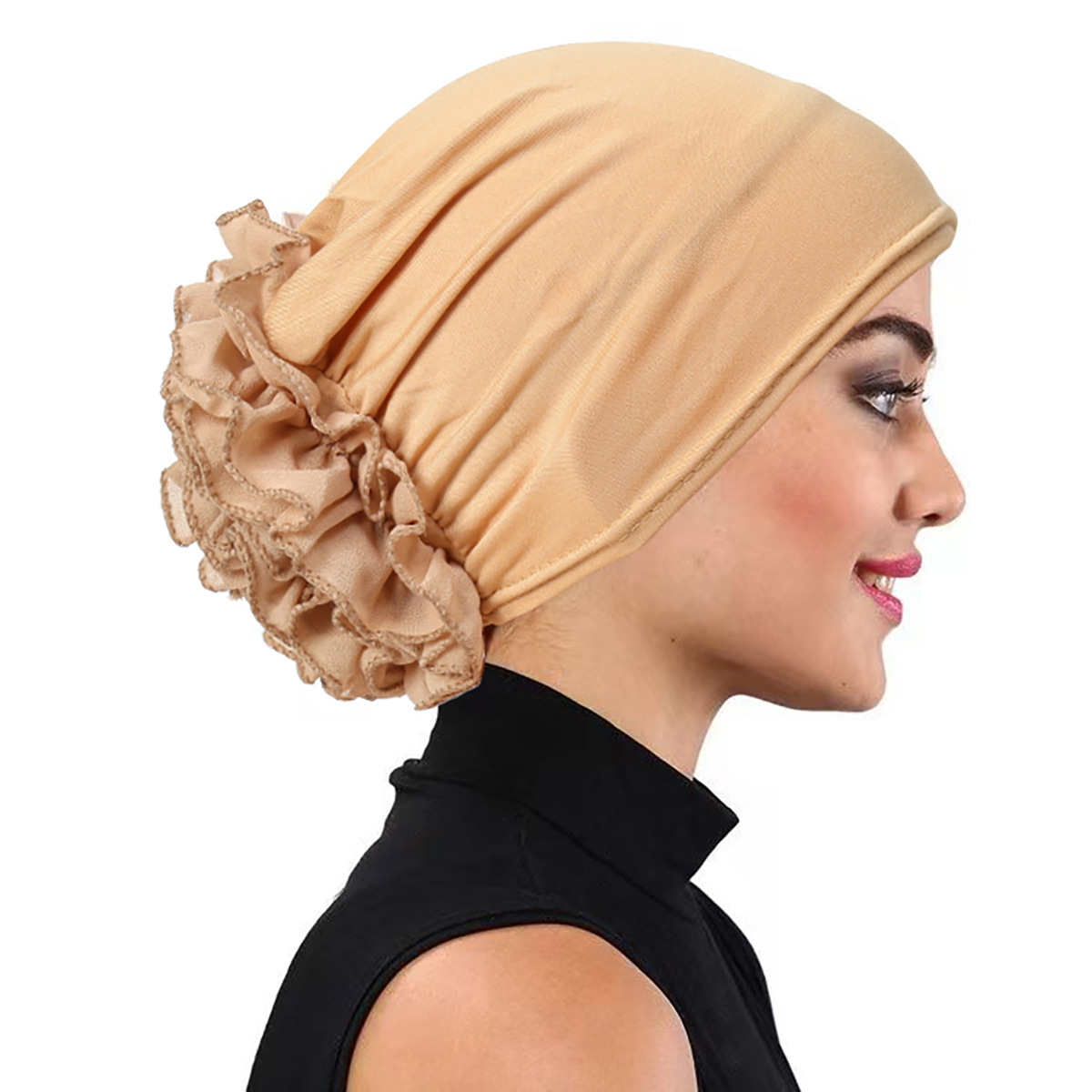 Winter Clothing Accessories - Katı renk çiçek dekore kadınlar müslüman