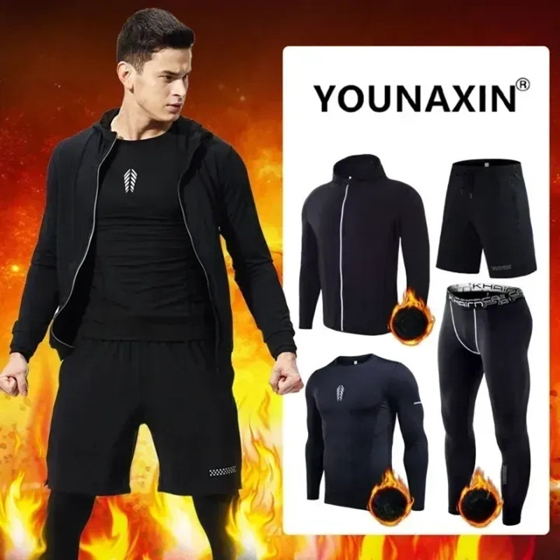 Warm Winter Clothing - 4 parçalı erkek spor giyim seti