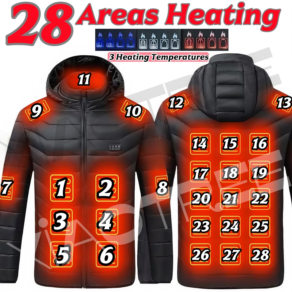 Warm Winter Clothing - 28 Alan Erkek Kadın Isıtma Ceketi