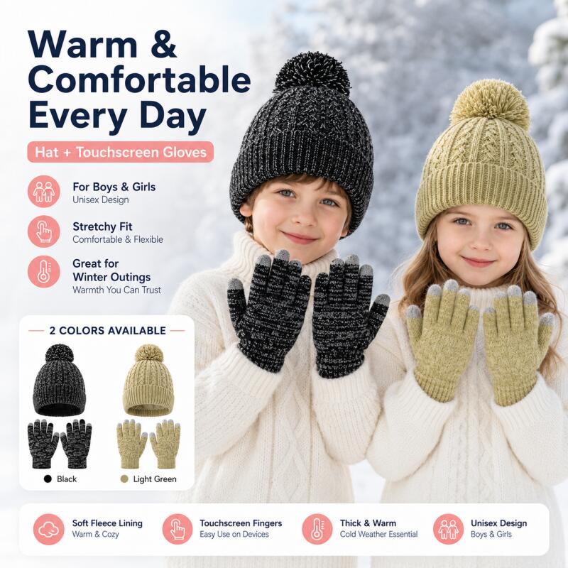 Çocuklar Kış Örgü Şapka Dokunm - Knit Glove Touch Screen incelemesi ve fiyatı