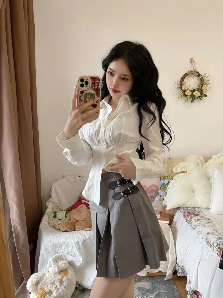 Y2K Beyaz Bluz Kadın Kore Moda - Y2K Winter Clothing incelemesi ve fiyatı